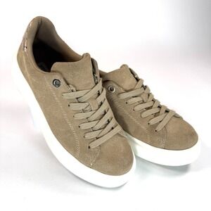 Steve Madden Catcher Womens 8 Suede Platform Sneakers Taupe Snake Heel Shoes